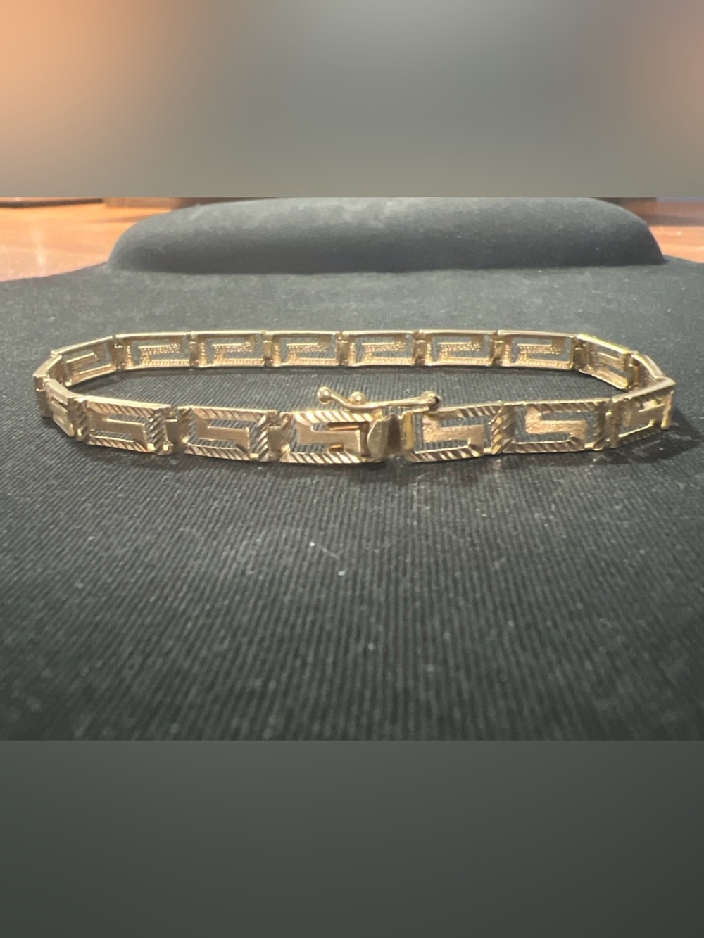 14k Yellow Gold Open Geometric Greek Key Link Bracelet 6.8 Grams Sz 7